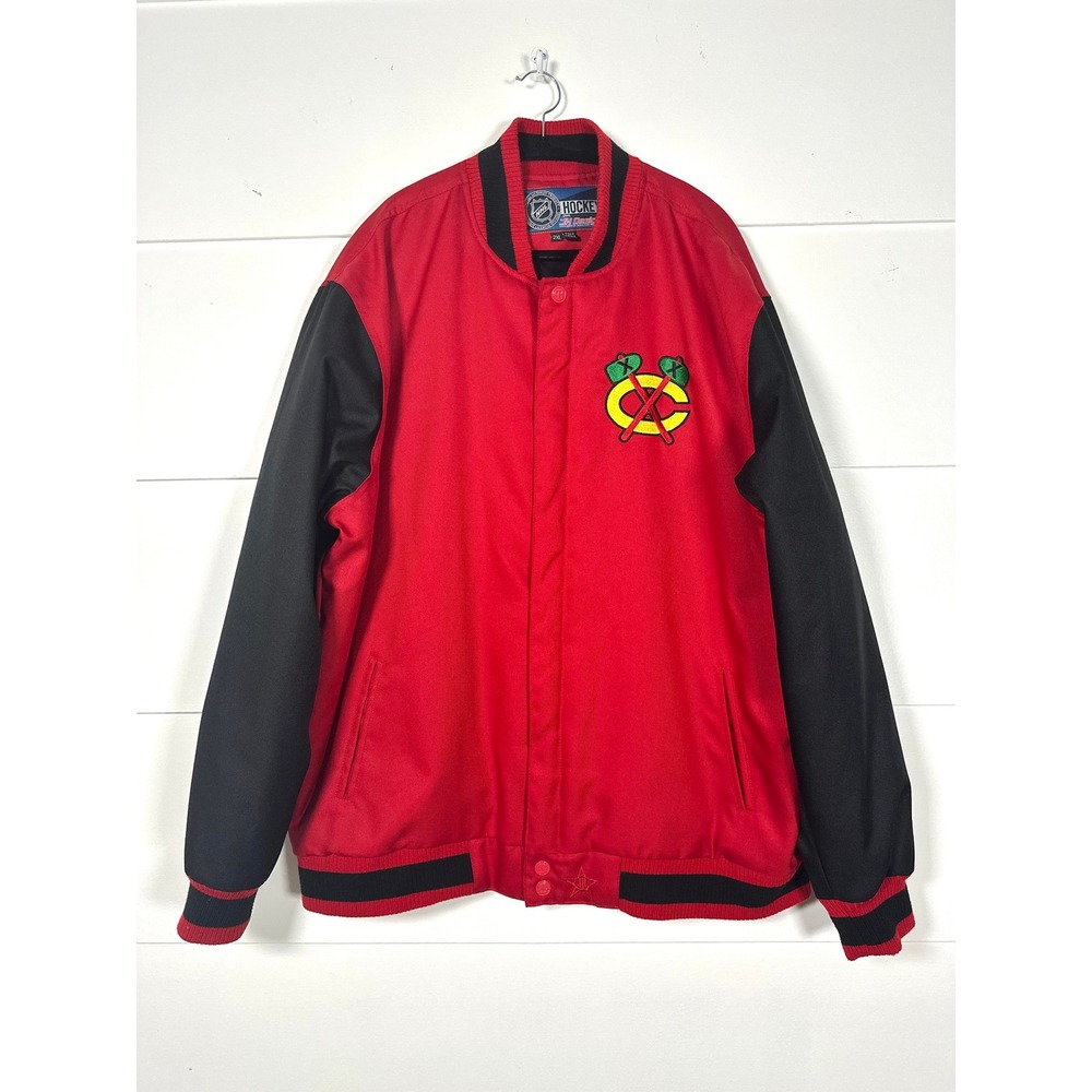 NHL Chicago Blackhawks Two Hit Poly Twill Mens‎ 2XL Bomber Varsity polyester